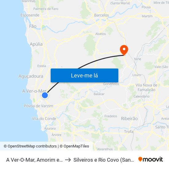 A Ver-O-Mar, Amorim e Terroso to Silveiros e Rio Covo (Santa Eulália) map