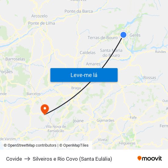 Covide to Silveiros e Rio Covo (Santa Eulália) map