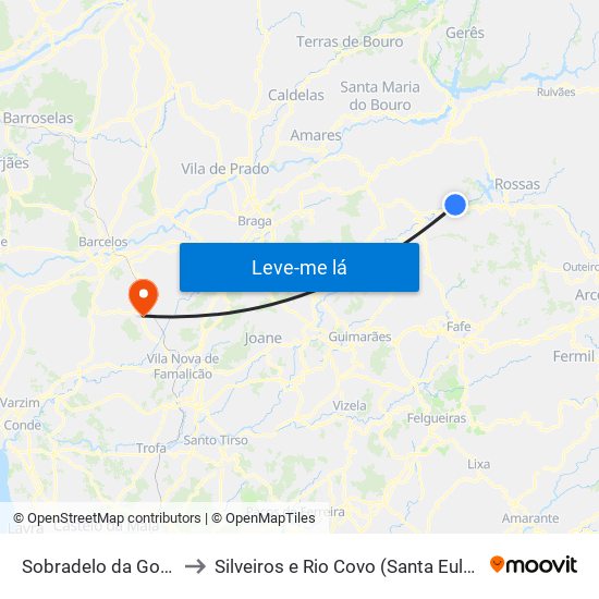 Sobradelo da Goma to Silveiros e Rio Covo (Santa Eulália) map