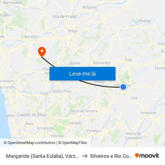 Margaride (Santa Eulália), Várzea, Lagares, Varziela e Moure to Silveiros e Rio Covo (Santa Eulália) map