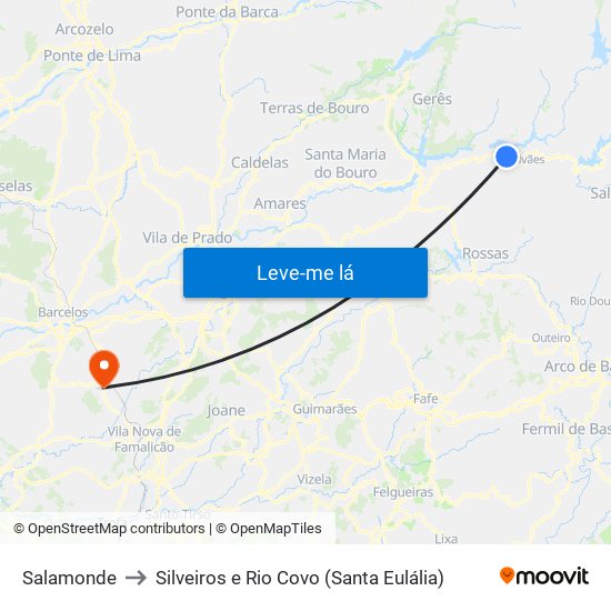 Salamonde to Silveiros e Rio Covo (Santa Eulália) map