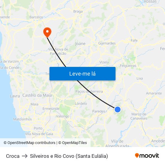 Croca to Silveiros e Rio Covo (Santa Eulália) map