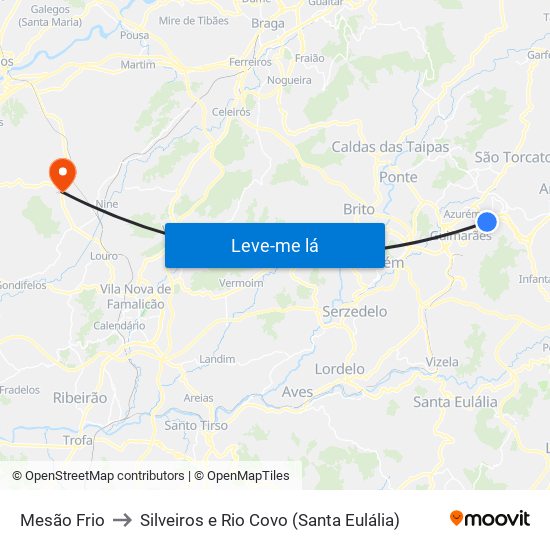 Mesão Frio to Silveiros e Rio Covo (Santa Eulália) map