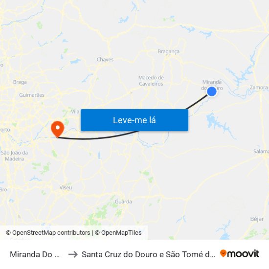 Miranda Do Douro to Santa Cruz do Douro e São Tomé de Covelas map