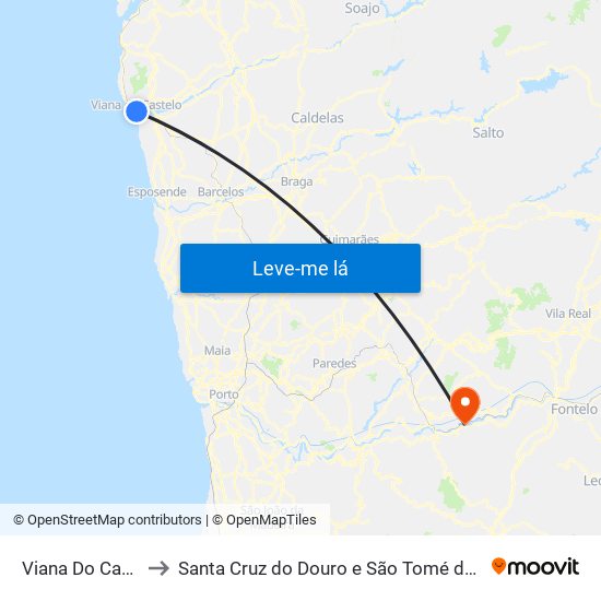 Viana Do Castelo to Santa Cruz do Douro e São Tomé de Covelas map