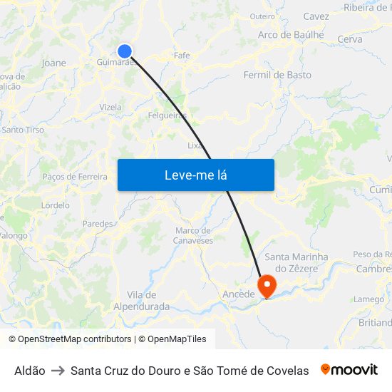 Aldão to Santa Cruz do Douro e São Tomé de Covelas map