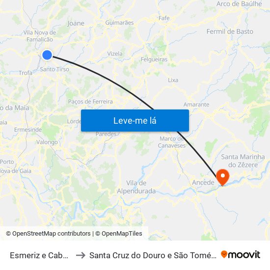 Esmeriz e Cabeçudos to Santa Cruz do Douro e São Tomé de Covelas map