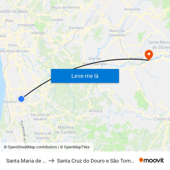 Santa Maria de Lamas to Santa Cruz do Douro e São Tomé de Covelas map