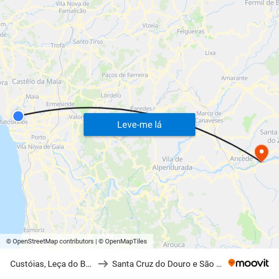 Custóias, Leça do Balio e Guifões to Santa Cruz do Douro e São Tomé de Covelas map