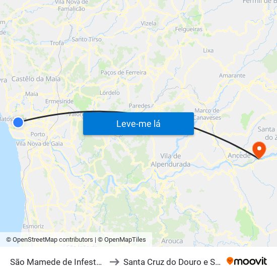 São Mamede de Infesta e Senhora da Hora to Santa Cruz do Douro e São Tomé de Covelas map