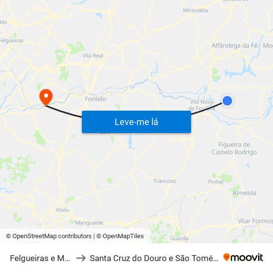 Felgueiras e Maçores to Santa Cruz do Douro e São Tomé de Covelas map