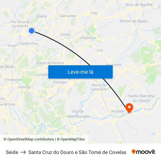 Seide to Santa Cruz do Douro e São Tomé de Covelas map