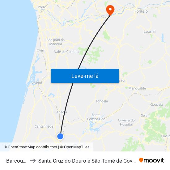 Barcouço to Santa Cruz do Douro e São Tomé de Covelas map