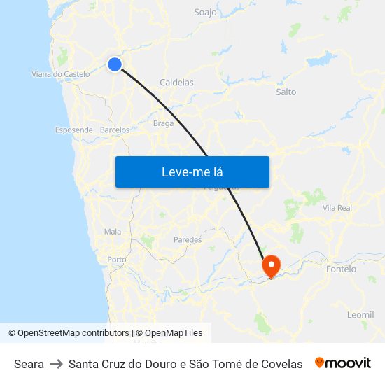 Seara to Santa Cruz do Douro e São Tomé de Covelas map