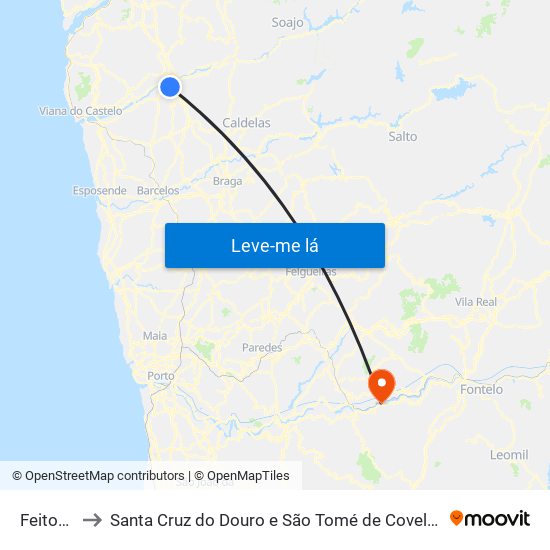 Feitosa to Santa Cruz do Douro e São Tomé de Covelas map