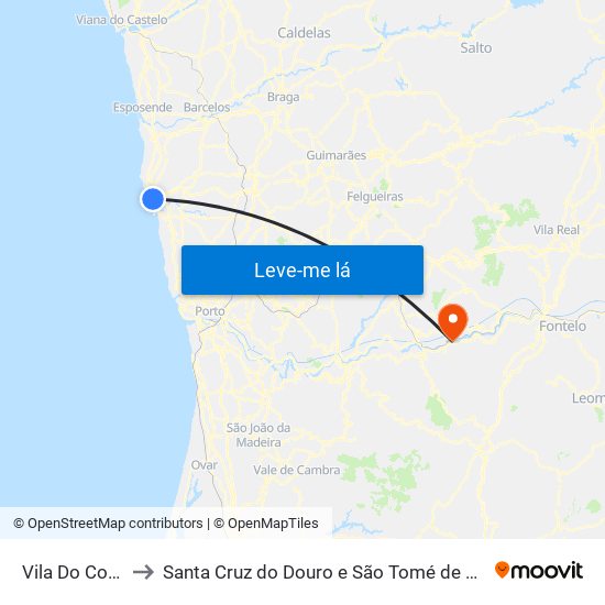 Vila Do Conde to Santa Cruz do Douro e São Tomé de Covelas map