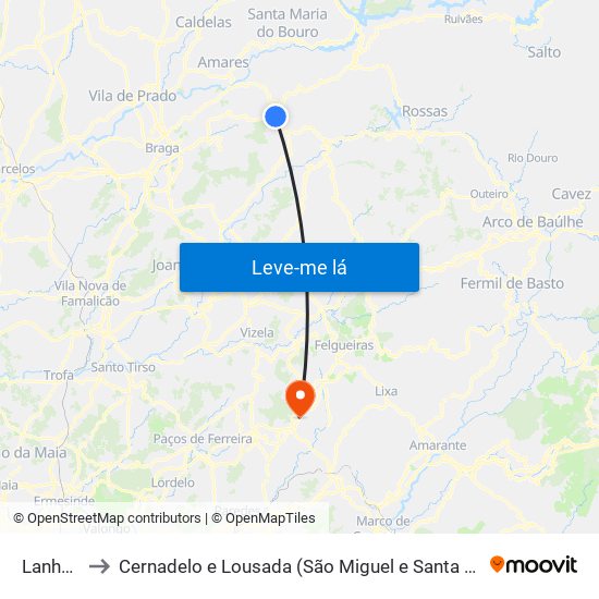 Lanhoso to Cernadelo e Lousada (São Miguel e Santa Margarida) map