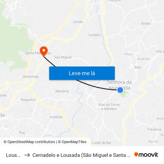 Lousada to Cernadelo e Lousada (São Miguel e Santa Margarida) map
