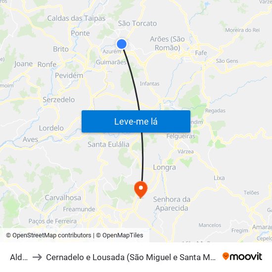 Aldão to Cernadelo e Lousada (São Miguel e Santa Margarida) map