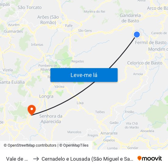 Vale de Bouro to Cernadelo e Lousada (São Miguel e Santa Margarida) map