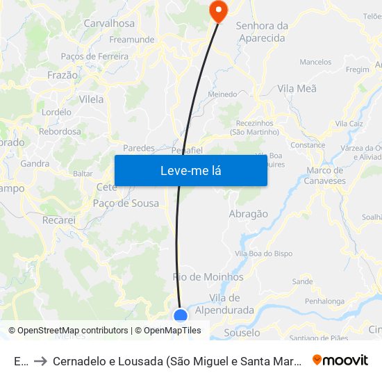 Eja to Cernadelo e Lousada (São Miguel e Santa Margarida) map