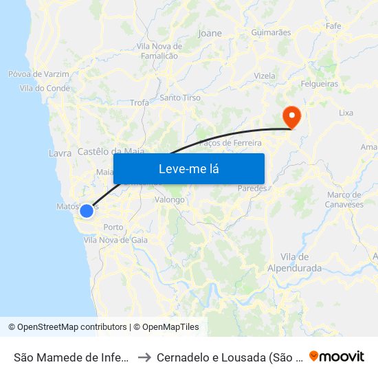 São Mamede de Infesta e Senhora da Hora to Cernadelo e Lousada (São Miguel e Santa Margarida) map