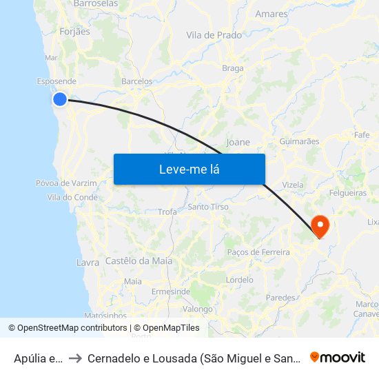 Apúlia e Fão to Cernadelo e Lousada (São Miguel e Santa Margarida) map