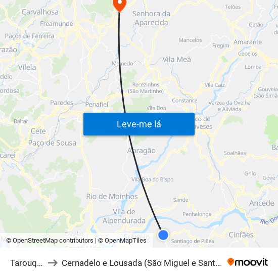 Tarouquela to Cernadelo e Lousada (São Miguel e Santa Margarida) map