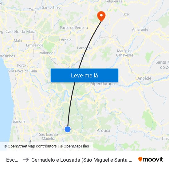 Escariz to Cernadelo e Lousada (São Miguel e Santa Margarida) map