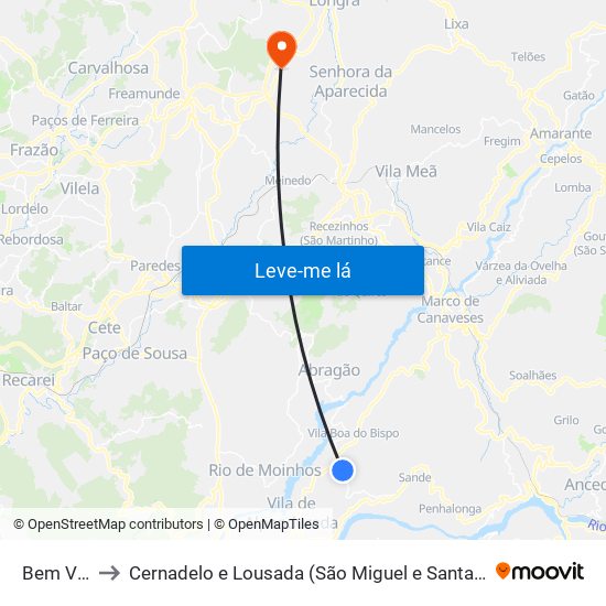 Bem Viver to Cernadelo e Lousada (São Miguel e Santa Margarida) map
