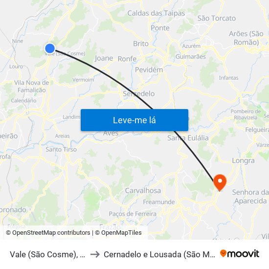 Vale (São Cosme), Telhado e Portela to Cernadelo e Lousada (São Miguel e Santa Margarida) map