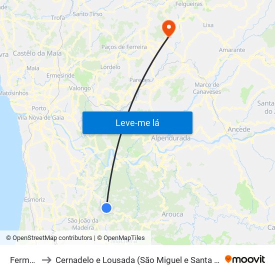 Fermedo to Cernadelo e Lousada (São Miguel e Santa Margarida) map