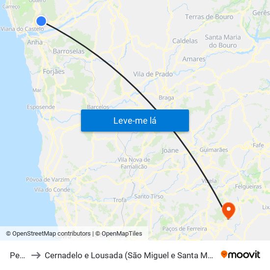 Perre to Cernadelo e Lousada (São Miguel e Santa Margarida) map