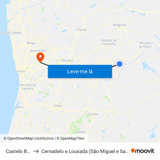 Castelo Branco to Cernadelo e Lousada (São Miguel e Santa Margarida) map
