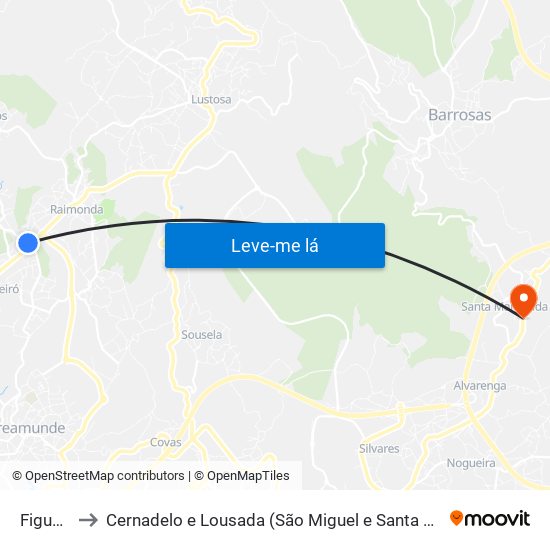 Figueiró to Cernadelo e Lousada (São Miguel e Santa Margarida) map