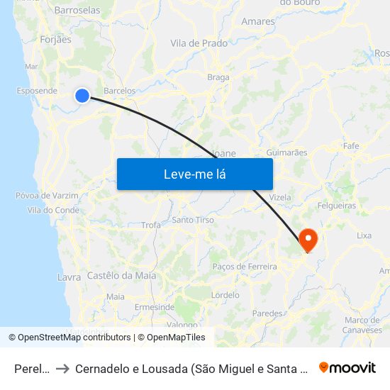 Perelhal to Cernadelo e Lousada (São Miguel e Santa Margarida) map