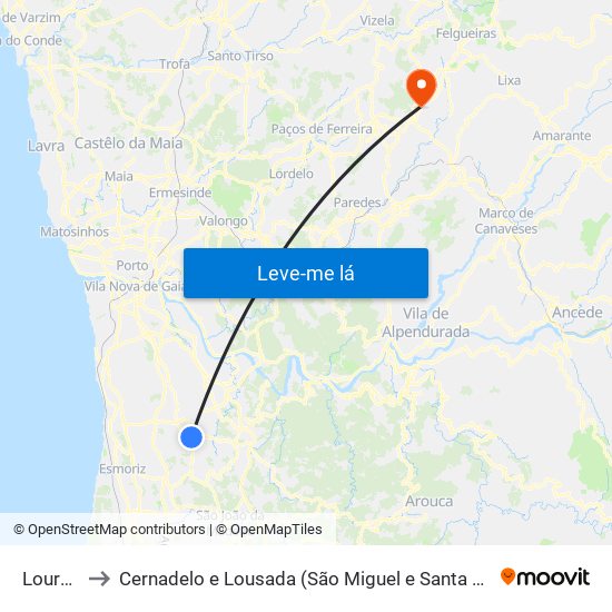 Lourosa to Cernadelo e Lousada (São Miguel e Santa Margarida) map