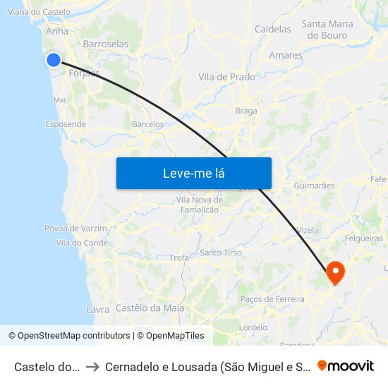 Castelo do Neiva to Cernadelo e Lousada (São Miguel e Santa Margarida) map