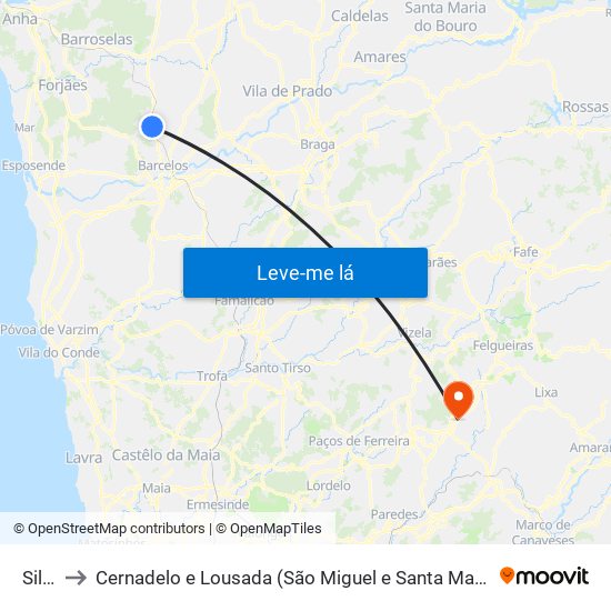Silva to Cernadelo e Lousada (São Miguel e Santa Margarida) map