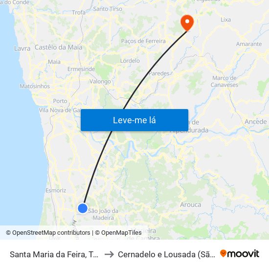 Santa Maria da Feira, Travanca, Sanfins e Espargo to Cernadelo e Lousada (São Miguel e Santa Margarida) map