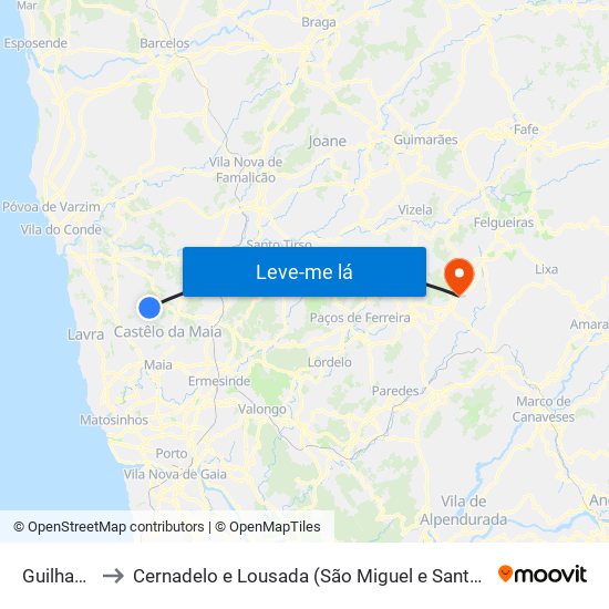 Guilhabreu to Cernadelo e Lousada (São Miguel e Santa Margarida) map