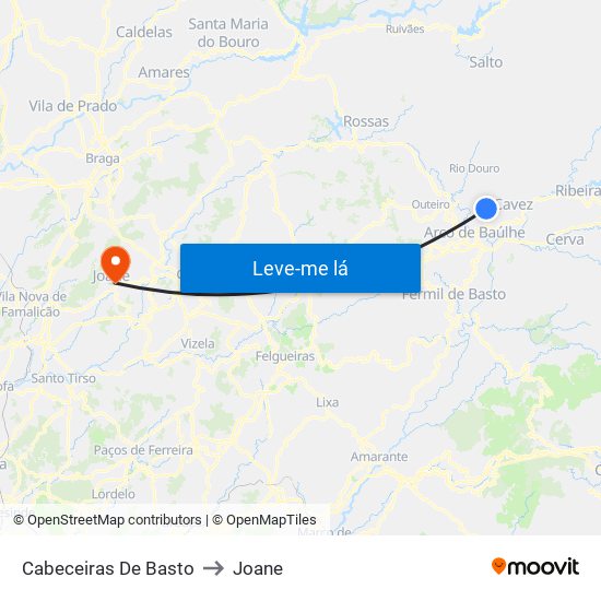 Cabeceiras De Basto to Joane map