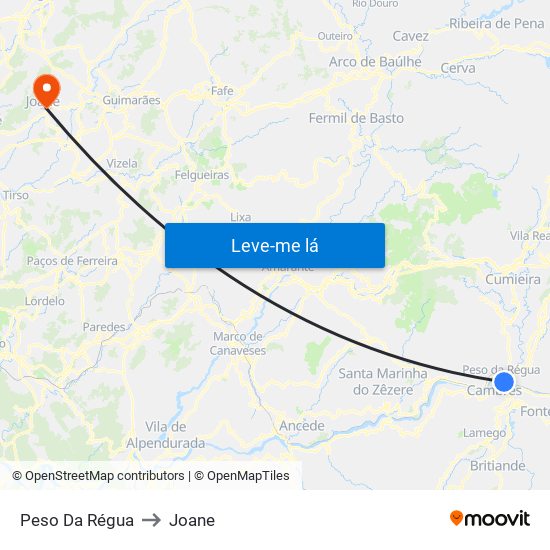 Peso Da Régua to Joane map