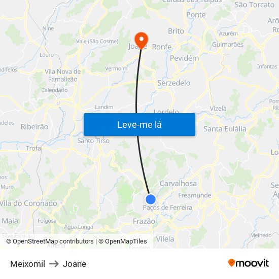 Meixomil to Joane map