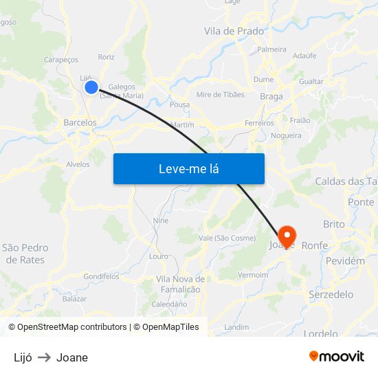 Lijó to Joane map