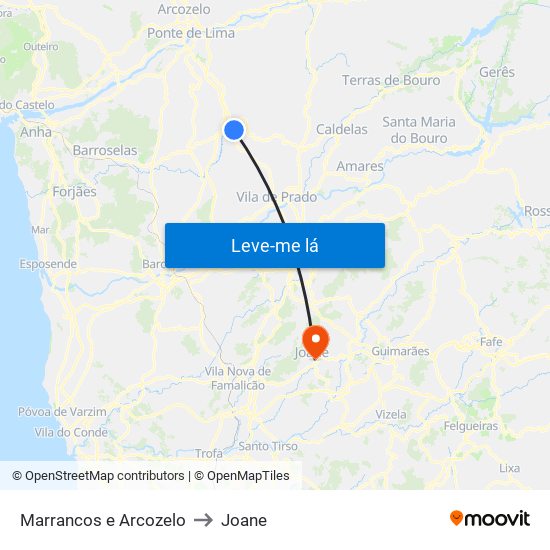 Marrancos e Arcozelo to Joane map