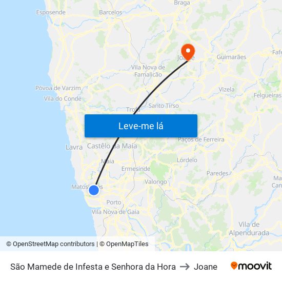 São Mamede de Infesta e Senhora da Hora to Joane map