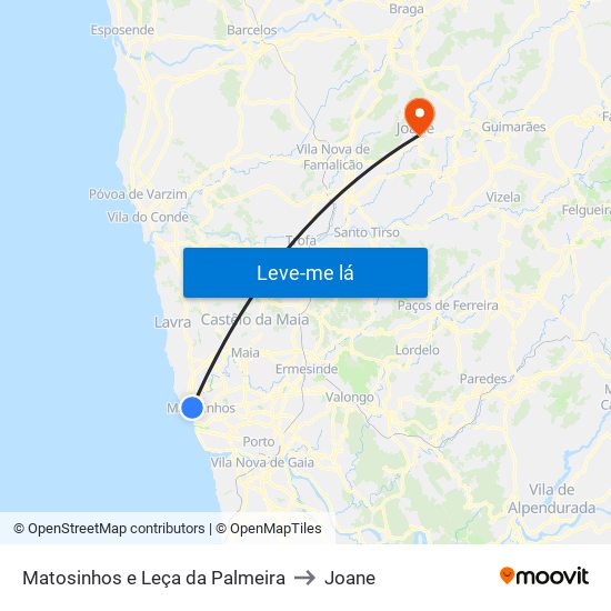 Matosinhos e Leça da Palmeira to Joane map