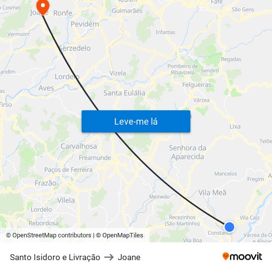 Santo Isidoro e Livração to Joane map