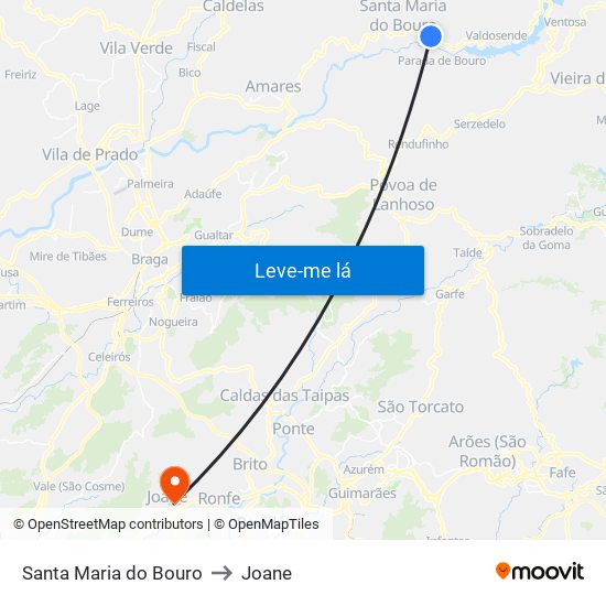 Santa Maria do Bouro to Joane map